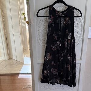 Free People Black Floral Sleeveless Blouse